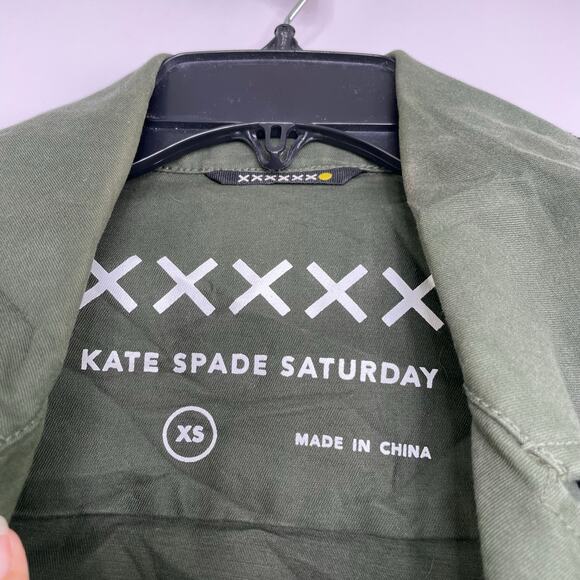 Kate Spade Saturday Moto Military Army Green Full Zip Vest Size XS - Picture 5 of 10